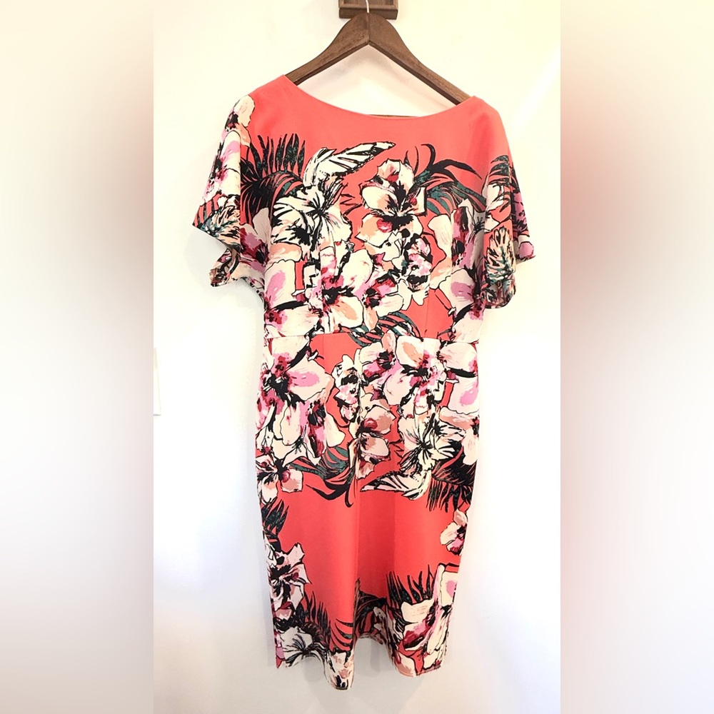 Adrianna Papell Coral Floral Sheath Dress - Picture 3 of 13